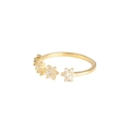 Detail of adjustable gold ring featuring five sparkling cubic zirconia floral accents - Gold Flower Cluster