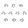 Detail view of 10 pieces silver alloy angel wing pendants with double ring design - Heart Wing Style (6#) / 10 Pieces Pack / Silver