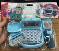 Light blue kids play cash register toy set with scanner and credit card in packaging - Header Bag / Blue