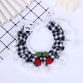 Plaid pet bib with white lace trim and red cherry decor on a white background - XS / Black Ball Cherry