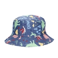 Dark blue baby sun hat with colorful cartoon dinosaur prints and DINO text design - Dark Blue Dinosaur Pattern (8#)