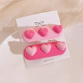 Y2K dopamine style pink and rose heart hair clips set made of resin and plastic - Pink Triple Heart Clips (Pair)
