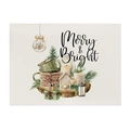 Waterproof linen placemat with Merry & Bright Christmas design and festive watercolor art - CD102-8(Merry & Bright)