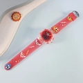 Kids digital sports watch with red silicone strap and 3D soccer theme embossed patterns - Soccer Red
