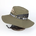 Olive green camouflage bucket hat with breathable mesh and windproof rope for outdoors - Adjustable / Army Green