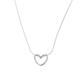 Collana con pendente a cuore traforato in acciaio al titanio argento con catena - N303173-Ciondolo a Cuore Vuoto d'Argento