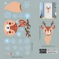 Spécifications détaillées de taille pour l'ensemble d'autocollants Noël élan et flocons - Renne à motif à pois (assemblage de 3 feuilles)