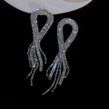 Boucles d'oreilles pendantes à pampilles en strass et perles avec aiguille d'argent - Gland Long en Pierres de Luxe (21#)