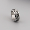 Industrial style silver spinning chain ring in polished stainless steel for men - Industrial Style Watch Band Texture Ring (Style C KR44457-K)
