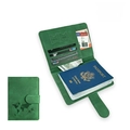 Green PU leather RFID passport holder with world map and multiple card slots - Magnetic Green Passport Cover / Green