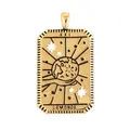 Golden tarot pendant featuring The World card design with XXI and star engravings - M078819-2