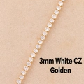 Collier tennis plaqué or avec zircons blancs ronds de 3mm sertis de quatre griffes fines - Zircon Blanc (3mm) - Plaqué Or