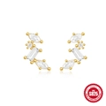 Sparkling S925 sterling silver gold-plated stud earrings with marquise zircon stones - Cluster Row / Gold