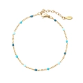 Boheems gouden roestvrijstalen armband met blauwe emaille kralen en karabijnsluiting - Goud Zeeblauw
