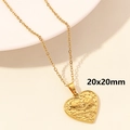 Golden stainless steel heart pendant with skull art relief, size 20x20mm - Gold Dual Skull Kissing Heart (S1542-G)