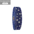 4.8cm navy blue faux linen ribbon with white star print for American Independence Day - 4.8cm Width Blue Coffee Star Ribbon