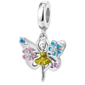 Detail of ballet dancer charm with yellow enamel skirt and multi-colored crystal stones - Butterfly Fairy Charm