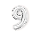Silver number 9 foil balloon with metallic finish for birthday party decoration - 16 Inch Number 9-Silver