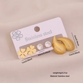 Golden stainless steel earring set with clover, zircon, and textured leaf designs - Teardrop Style (6# Teardrop) / Gold