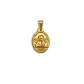 Oval gold-plated cupid angel relief pendant with wings on a white background - Cupid Angel Style (02-G) / Gold