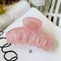 Pinza de pelo grande con forma de flor rosa en resina translúcida para peinados de moda - Estilo Quilla Pinza / Aprox 11cm / Rosa Gelatina