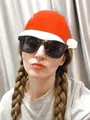 Classic black frame sunglasses for women with festive Christmas party accessory styling - Large Christmas Hat