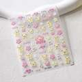5D embossed cartoon nail stickers with bear and heart designs, model DP-262F - Cartoon Bear Flower Pattern (DP262)