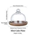Mini cake stand with glass dome lid and wooden base, 8cm interior diameter size - Mini Cake Stand with Dome (Non-Rotatable)