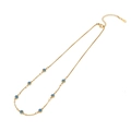Gold double-layered stainless steel necklace with multiple blue evil eye pendants - Box Chain Multiple Evil Eye Style (7#)