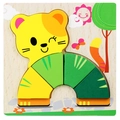 Wooden 3D tiger puzzle for kids featuring colorful chunky blocks and animal theme - Cat Style 3