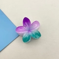 Frangipani hair claw clip with purple and turquoise green gradient resin finish - Frangipani Hair Clip / 4x3.6x2.6CM / Purple and Peacock Blue Gradient
