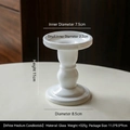 White medium glass candle holder with Roman pillar design, 11cm height, elegant decor - White Medium