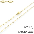 Collier chaîne à lèvres en acier titane doré avec fermoir mousqueton, 1,2g, 450x1,7mm - Style B 1.7mm Largeur - 45cm Longueur / Doré