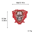 Skull head embroidery patch with red background and gold thorns for DIY apparel - 10660-Thorn Red Skull