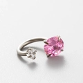 Titanium steel horseshoe ring with pink and clear zircon stones in silver finish - Pink and Clear Style (8#)