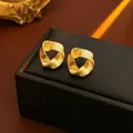 Elegant matte gold geometric twisted earrings with a modern minimalist ring design - Gold Twisted Triangle (1#)
