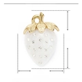 Strawberry pendant dimensions 31mm by 21mm in stainless steel with resin and rhinestones - White Strawberry