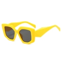 Chic oversized geometric sunglasses with bright yellow frames and dark grey lenses - Yellow Frame Grey Lens