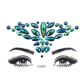 Detailed close-up of aurora blue-green face jewels and rhinestones on eye illustration - Aurora Blue-Green Style (L0351)