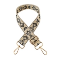 Ethnic style adjustable shoulder strap with floral embroidery and golden metal hardware - Silver Clasp / Rice Yellow Black