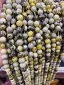 Perles rondes en pierre naturelle mouchetée jaune et verte pour bijoux - Perles rondes / 4mm (Environ 90 Pcs) / Turquoise jaune paille