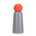 Gourde 350ml en acier inoxydable gris avec couvercle sphérique orange vif - Orange & Gris