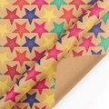 Colorful star pattern on premium kraft birthday wrapping paper with a vintage texture finish - Colorful Star / 44X100CM