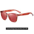 Polarized sunglasses in multicolored abstract frame with ocean red lenses C237-P60 - Colorful Rings / Ocean Deep Red Lens