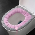 Funda de asiento de inodoro de punto rosa y gris con decoración de colgante de corazón - Gris + Rosa (Con asa)