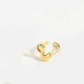 Polished gold initial letter ring with a minimalist fluid waterdrop design - Gold Letter L