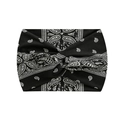 Elastic wide headband in black and white paisley pattern with twist knot design - 1-Black Paisley