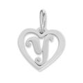 Polished silver stainless steel heart pendant with hollow letter Y for DIY jewelry making - Letter-Y / Silver