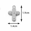 Vintage stainless steel cross pendant with rose pattern, 1.9cm height silver finish - 4# / Steel