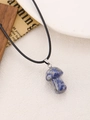 Ketting met blauwe sodaliet paddenstoel hanger en zwart waxkoord op papier - Natuursteen Blauw 5612